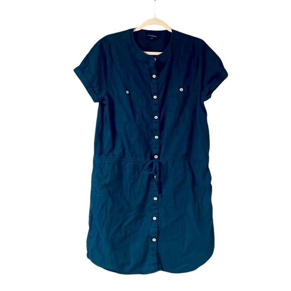 Banana Republic size 14 black button down with waist tie dress - Picture 1 of 9